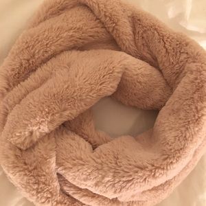 Fluffy baby pink infinity scarf